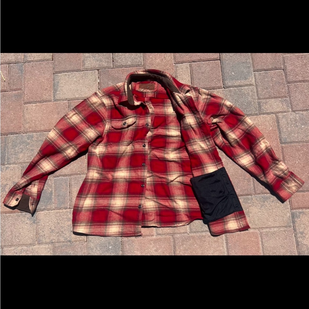 Orvis Red Plaid Button-Up Flannel Jacket